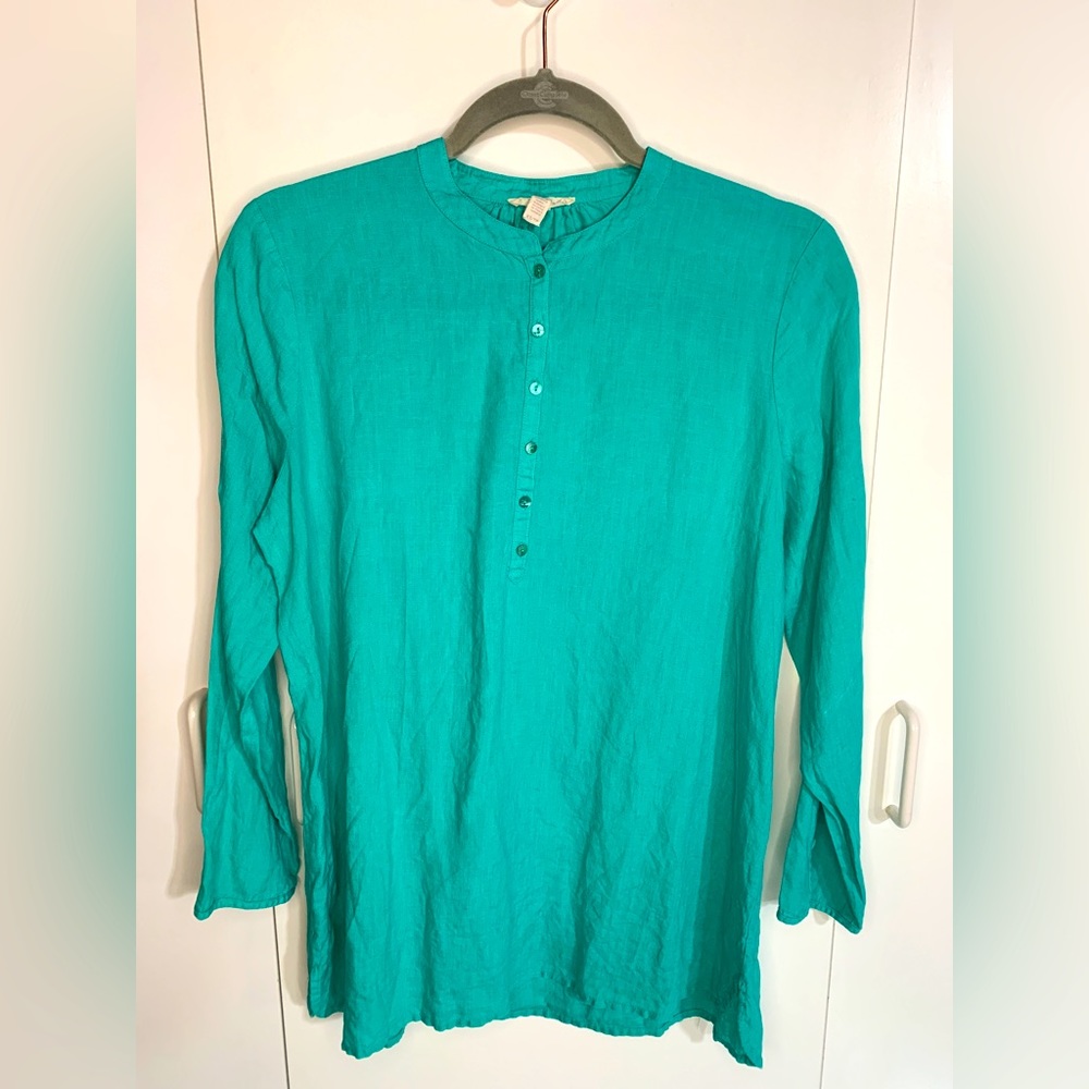 098 TOP by EILEEN FISHER 100% Organic Linen Size XS